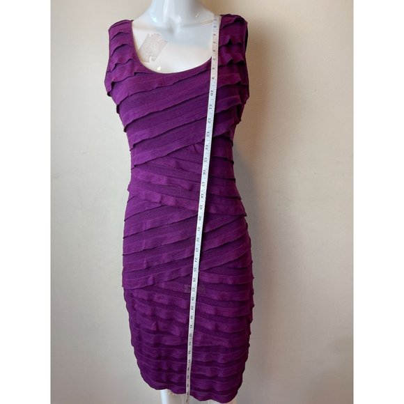 Max Studio Womens Sheath Dress Textured Shutter Pleat Sleeveless Purple SZ Small - Picture 3 of 6